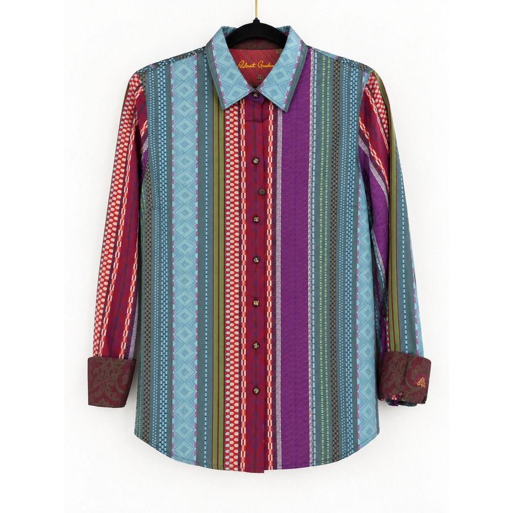 Robert Graham Button Down Shirt Womens M Multi Silk Limited Edition 88/93 NWOT